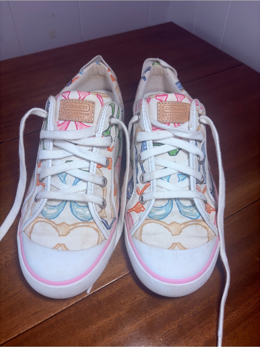 Coach Signature C Logo Multicolor Canvas Low Top Sneakers Shoes 10 Barrett